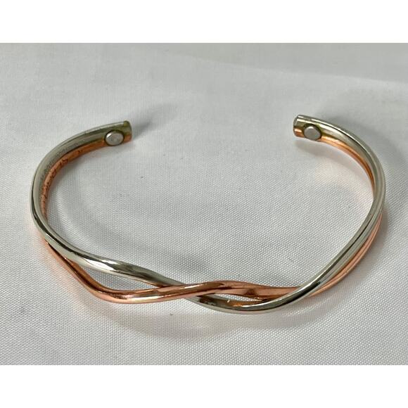 Sergio Lub "Life's Force" Magnetic Copper & Silver Signed Cuff Bracelet 6" - Picture 1 of 10